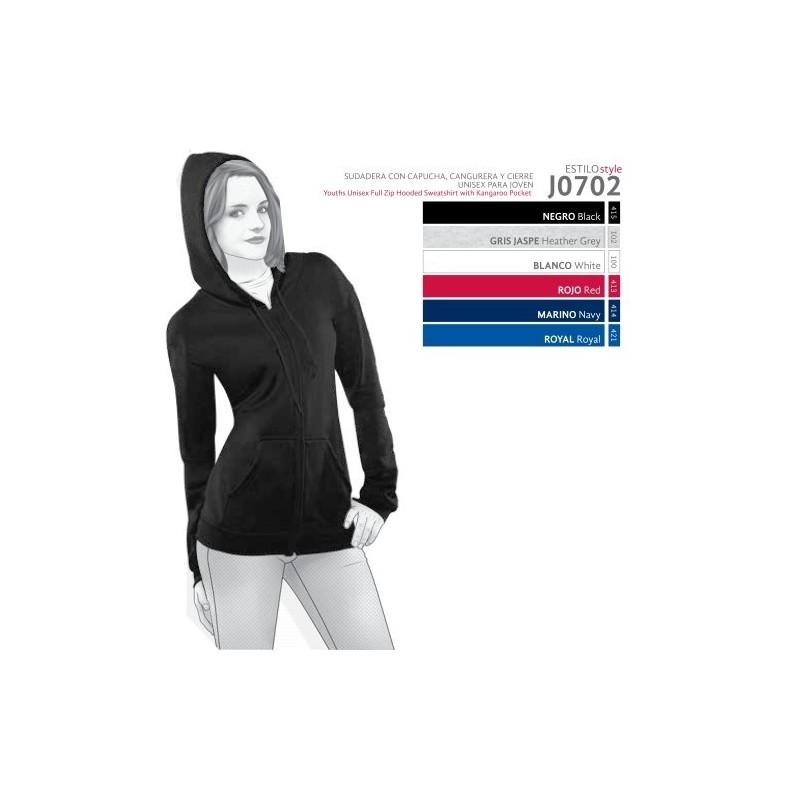 Sudadera Juvenil con Cierre Unisex - J0702 Sudadera Juvenil con Cierre Unisex - J0702