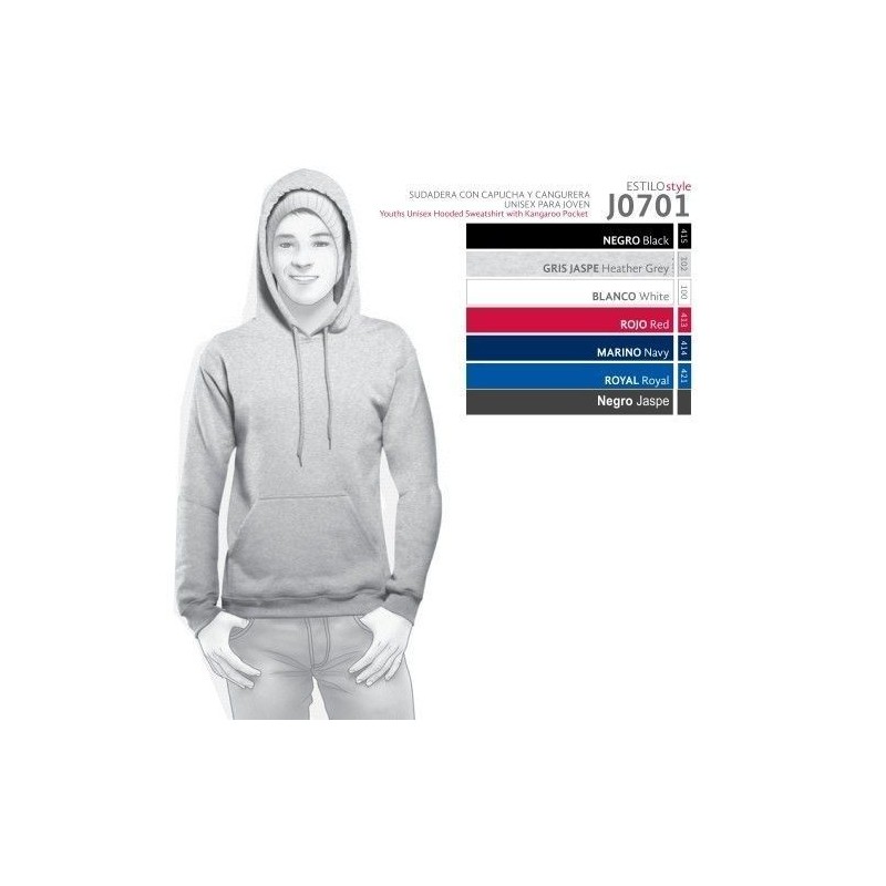 Sudadera Juvenil con Capucha Unisex - J0701 Sudadera Juvenil con Capucha Unisex - J0701